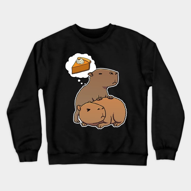 Capybara hungry for Pumpkin Pie Crewneck Sweatshirt by capydays